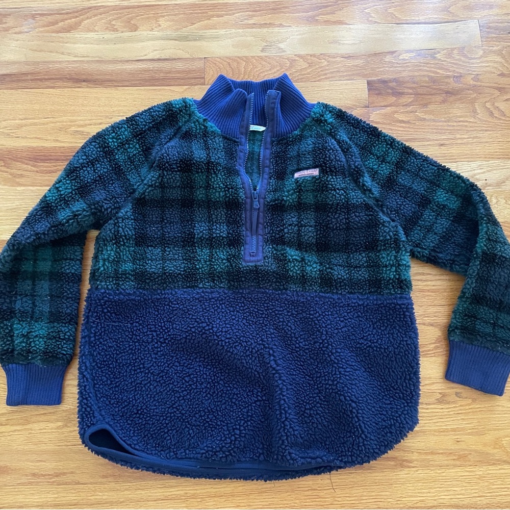 Vineyard Vines Tartan Sherpa Fleece Pullover Size S